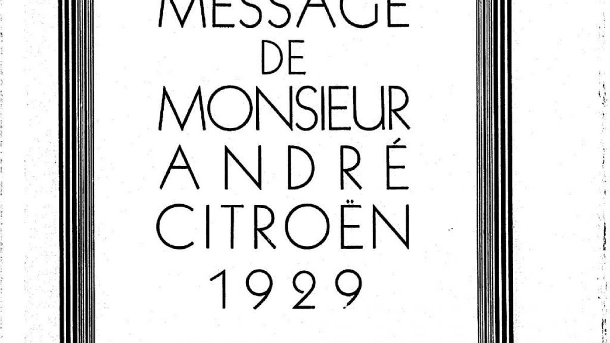 1929 Message de Monsieur André Citroën
