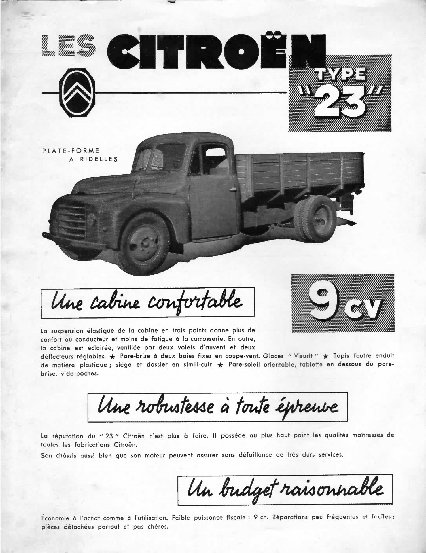 1954 Citroën Type 23 plateau document commercial