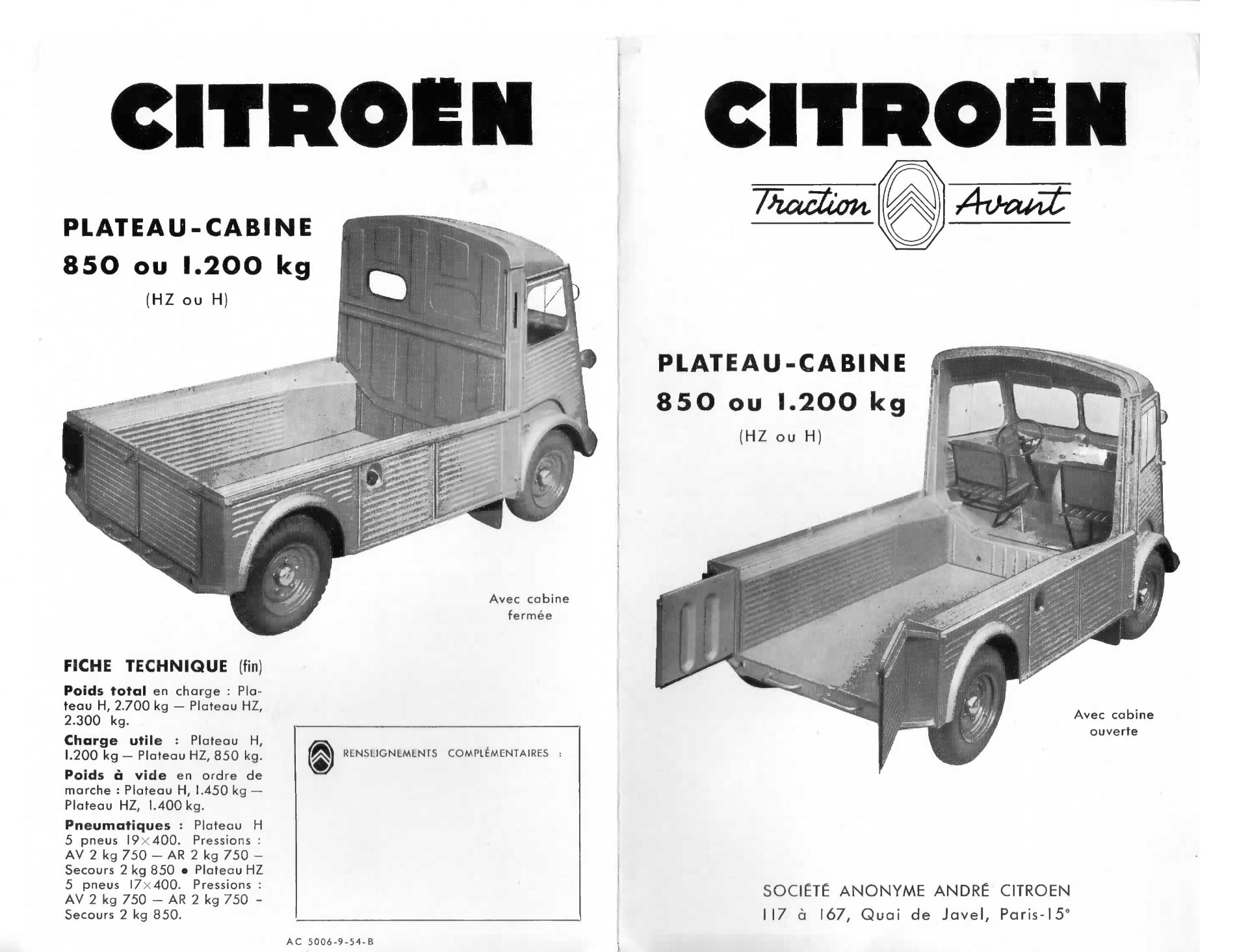 1954 Citroën type H plateau