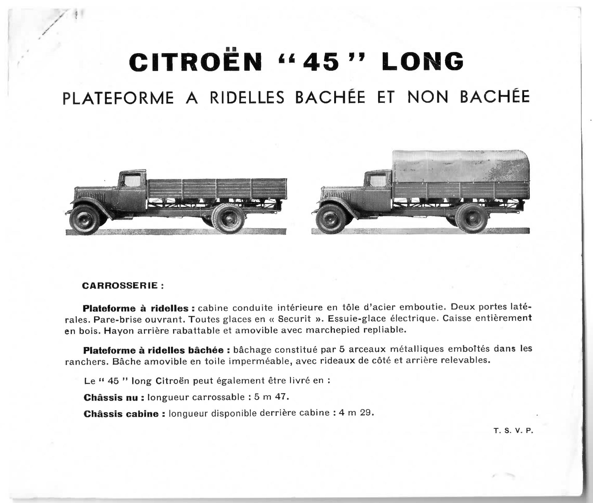 Doc commerciale citroen 45 long 1955